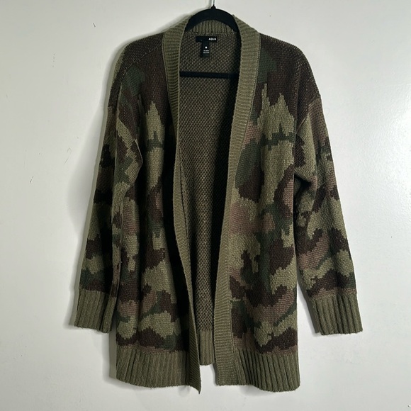 Aqua olive green brown como sweater cardigan size large - Picture 2 of 8